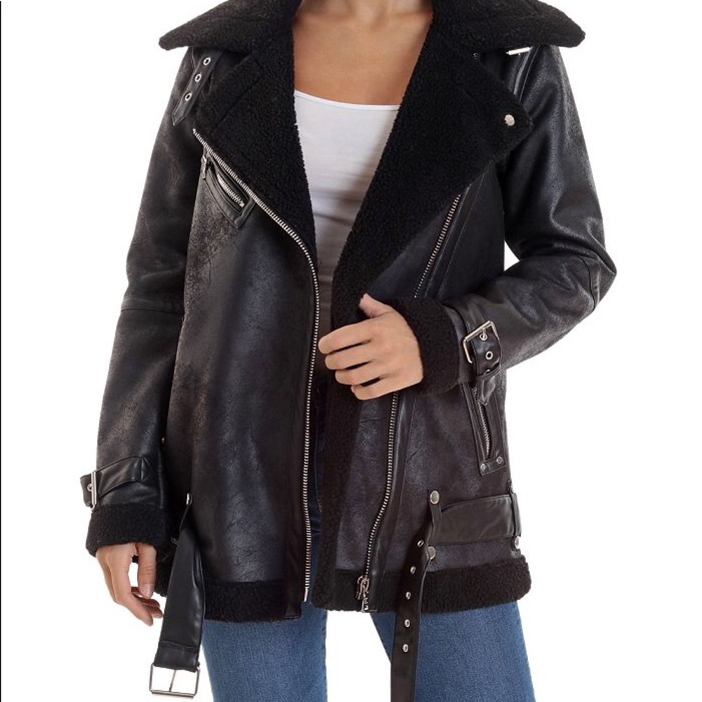 Moto jacket with Faux Shearling